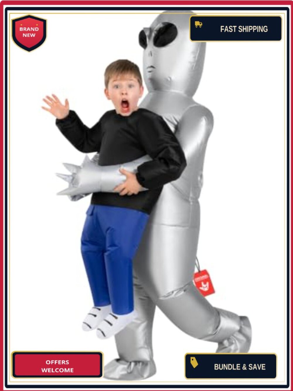 Inflatable Alien Costume for Kids Fan Blow Up Halloween Dress Up
